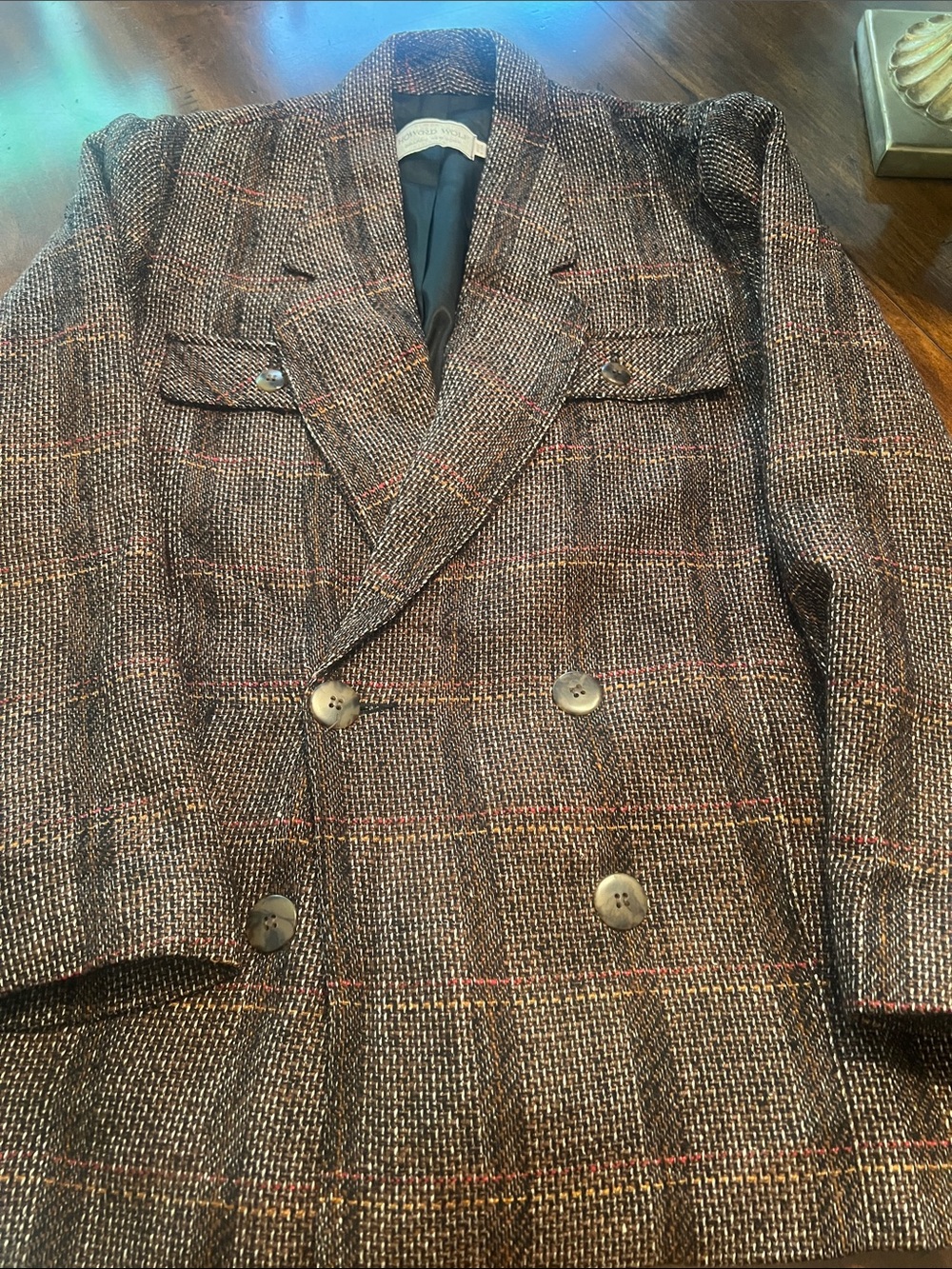 Double-Breasted Brown Tweed Jacket cl